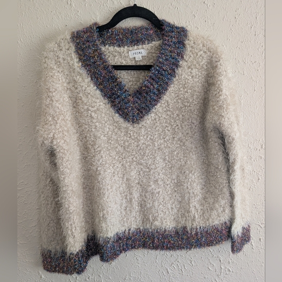 Prima Sweaters - Prima Cozt Multicolor Trim Sweater
